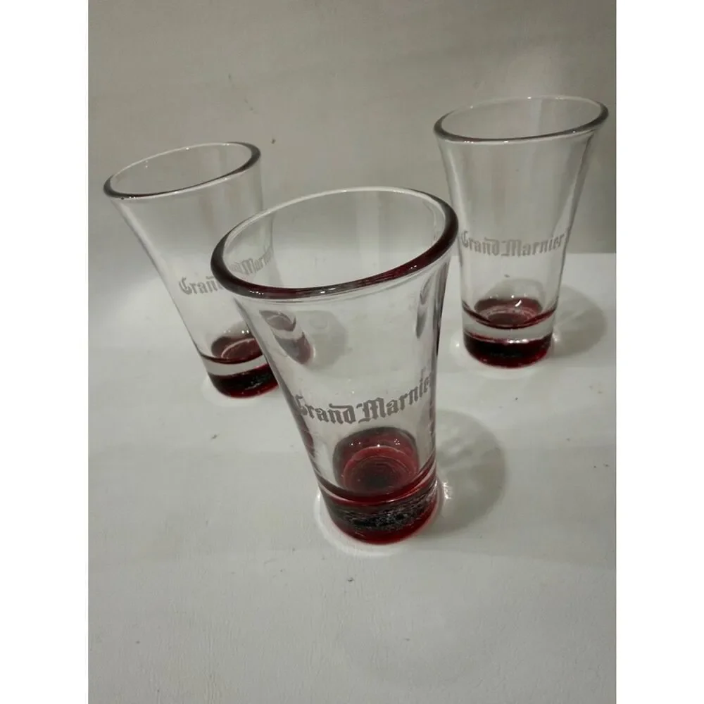 Grand Marnier Shot Glasses Orange Flavored Liquer 2 Oz Each 3 1/2 In Tall Set 3